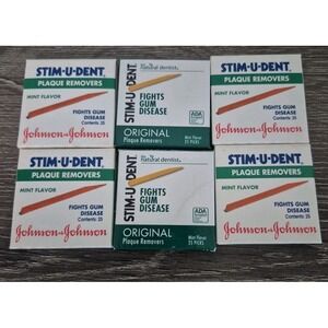 VTG Johnson & Johnson Stim-U-Dent Plaque Removers Wooden 6 Packs of 25